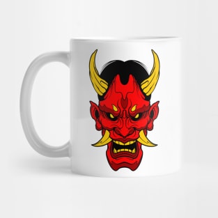 red oni mask golden fang Mug